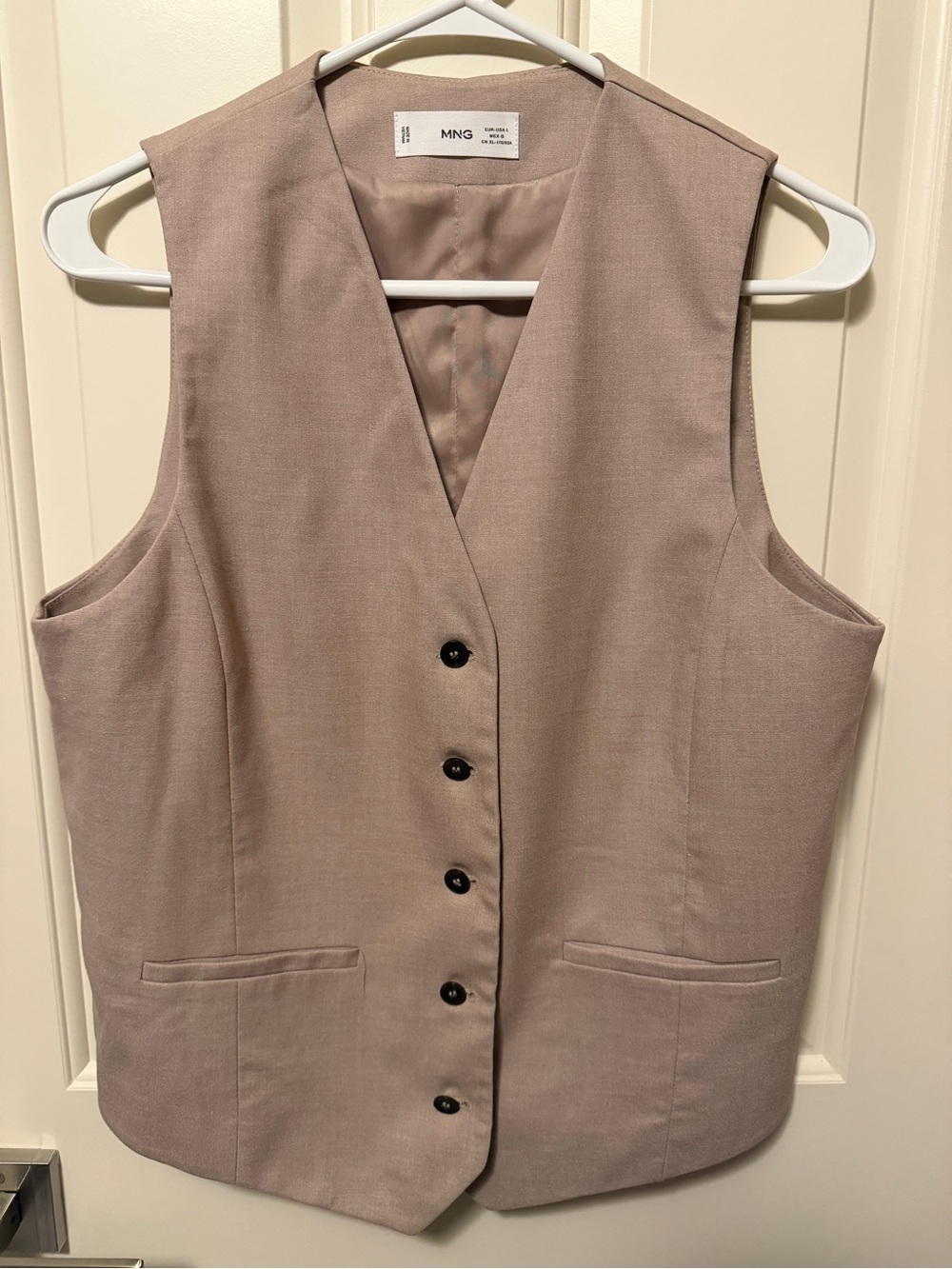 Mango Tailored Sleeveless Button Vest in Dusty Mauve